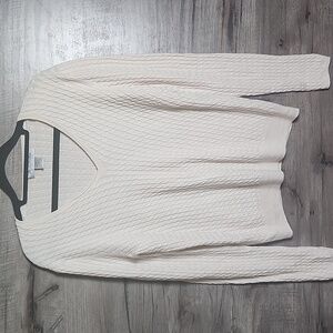 Brooks Brothers Silk Cashmere Blend Cable Knit Sweater In Ivory Cream